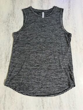 Athleta Breezy Stripe Black & White Sleeveless Travel Office Layering Tank L